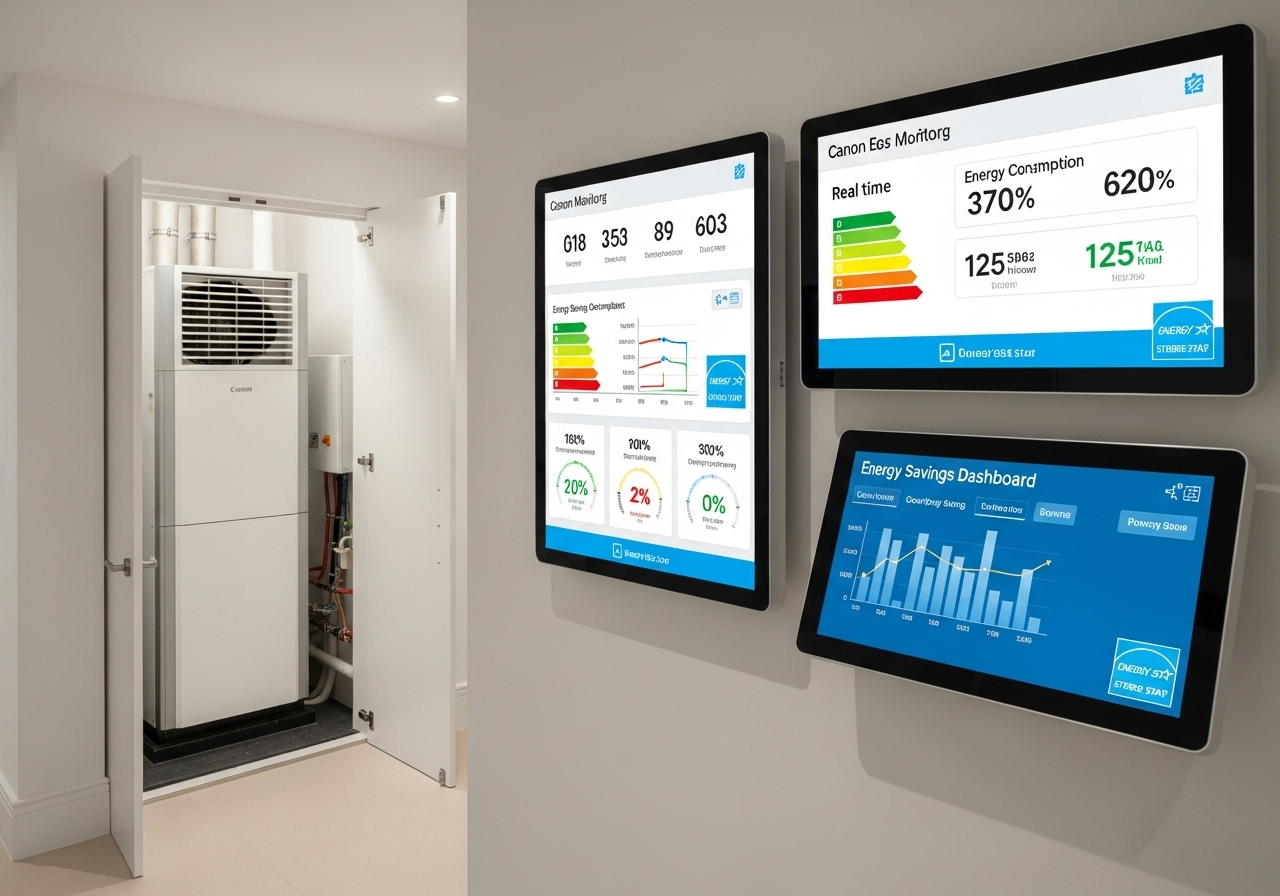 Monitorización eficiente energía HVAC solar villa