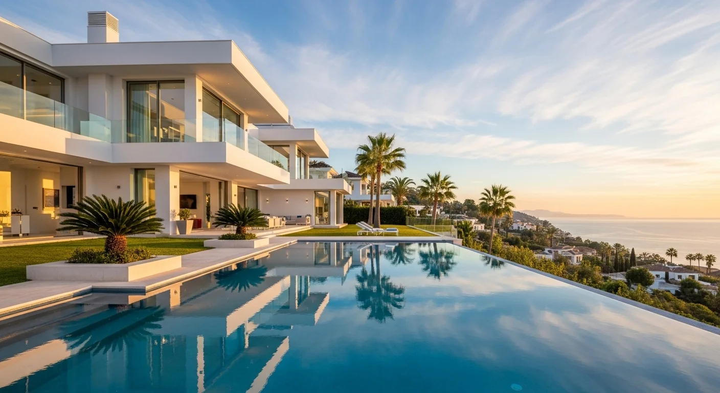 Luxury infinity pool with heat pump heating system in Costa del Sol villa