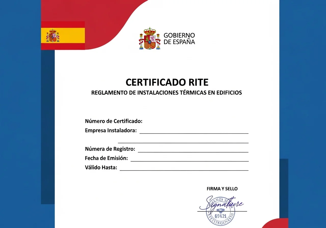 Spanish RITE certificate for thermal installations