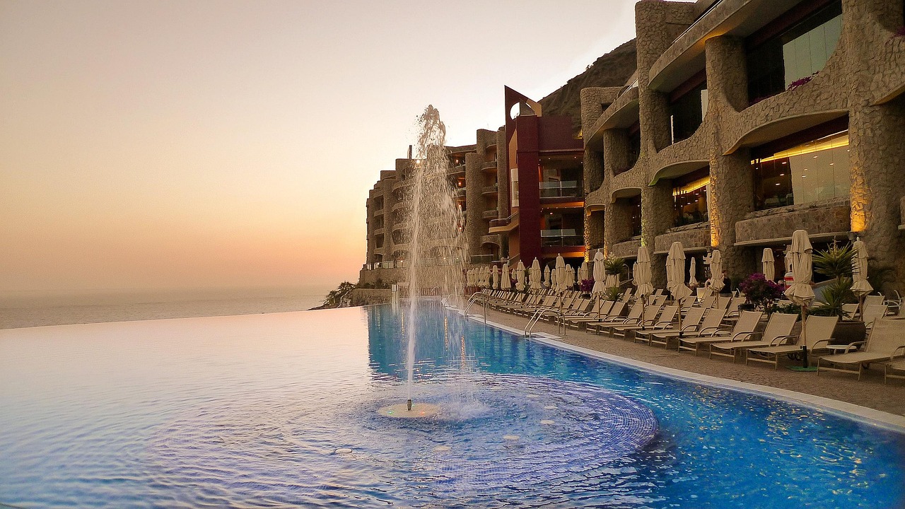 Solar pool heating system for elegant infinity pool at Marbella Costa del Sol luxury villa
