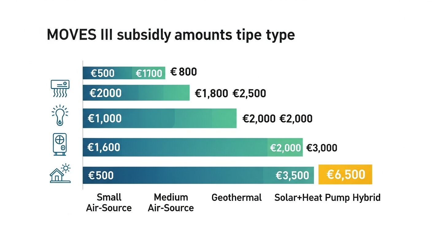 Published MOVES III amounts by heat pump type — subject to fund availability